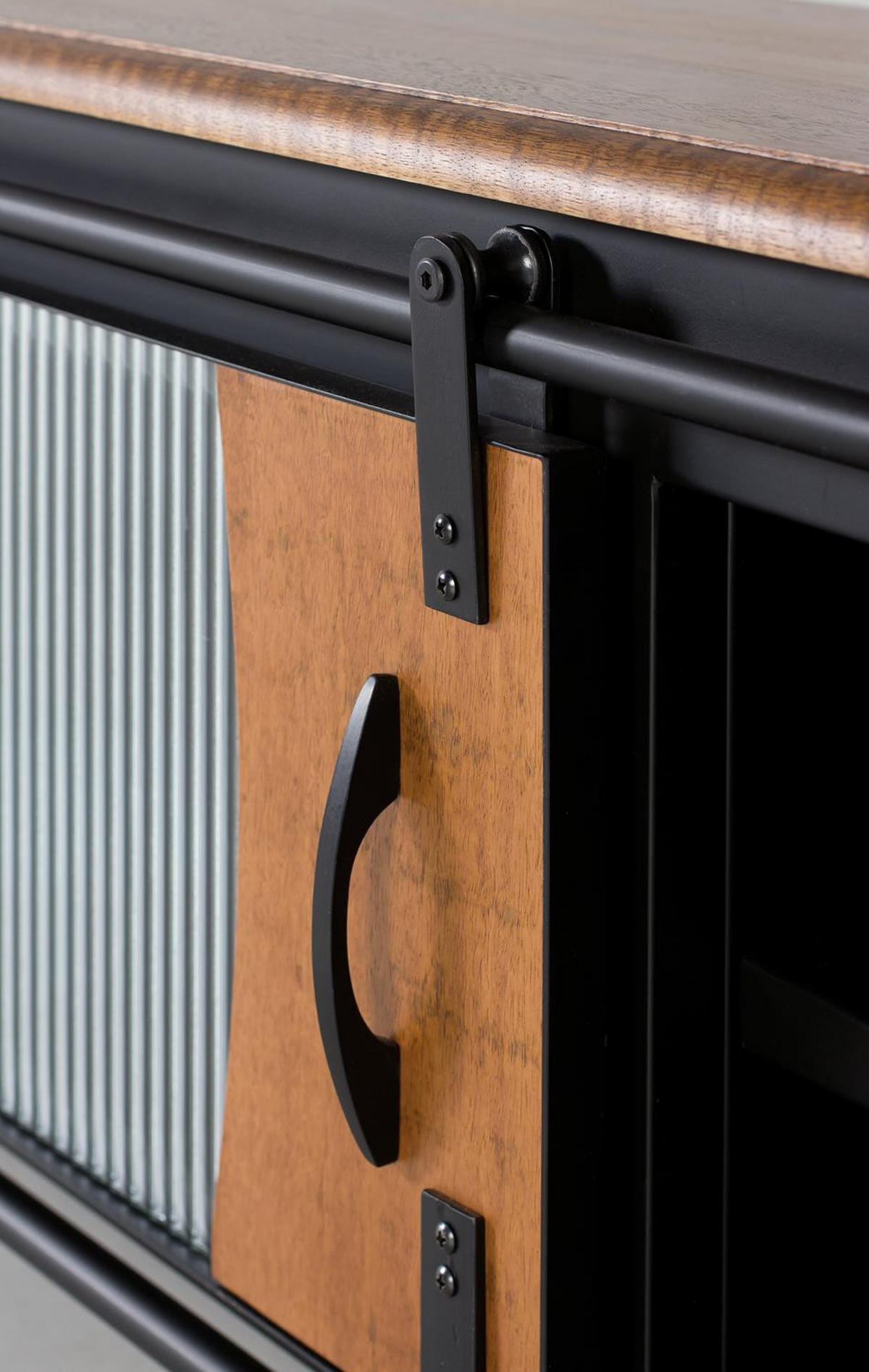 TV-SCHRANK aus Mangoholz und Metall - Schwarz, Holz (160/50/40cm) - Giner y Colomer
