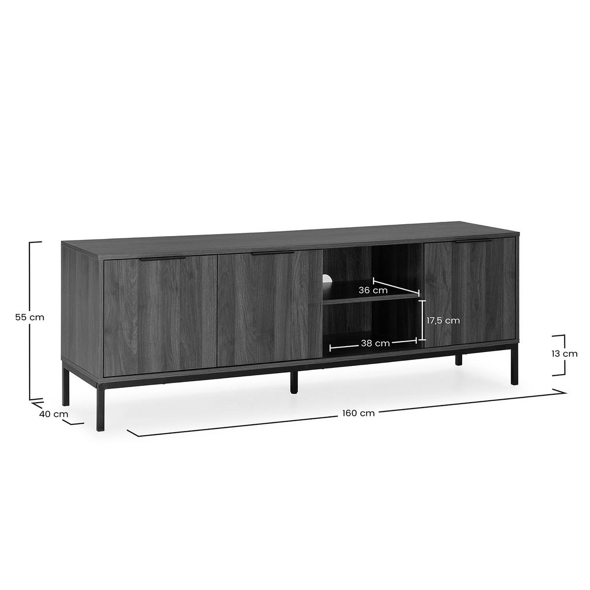 TV-ELEMENT Auri 3 türen Walnussfarbe - Walnussfarben, Holzwerkstoff (160/55/40cm) - VS Venta-stock