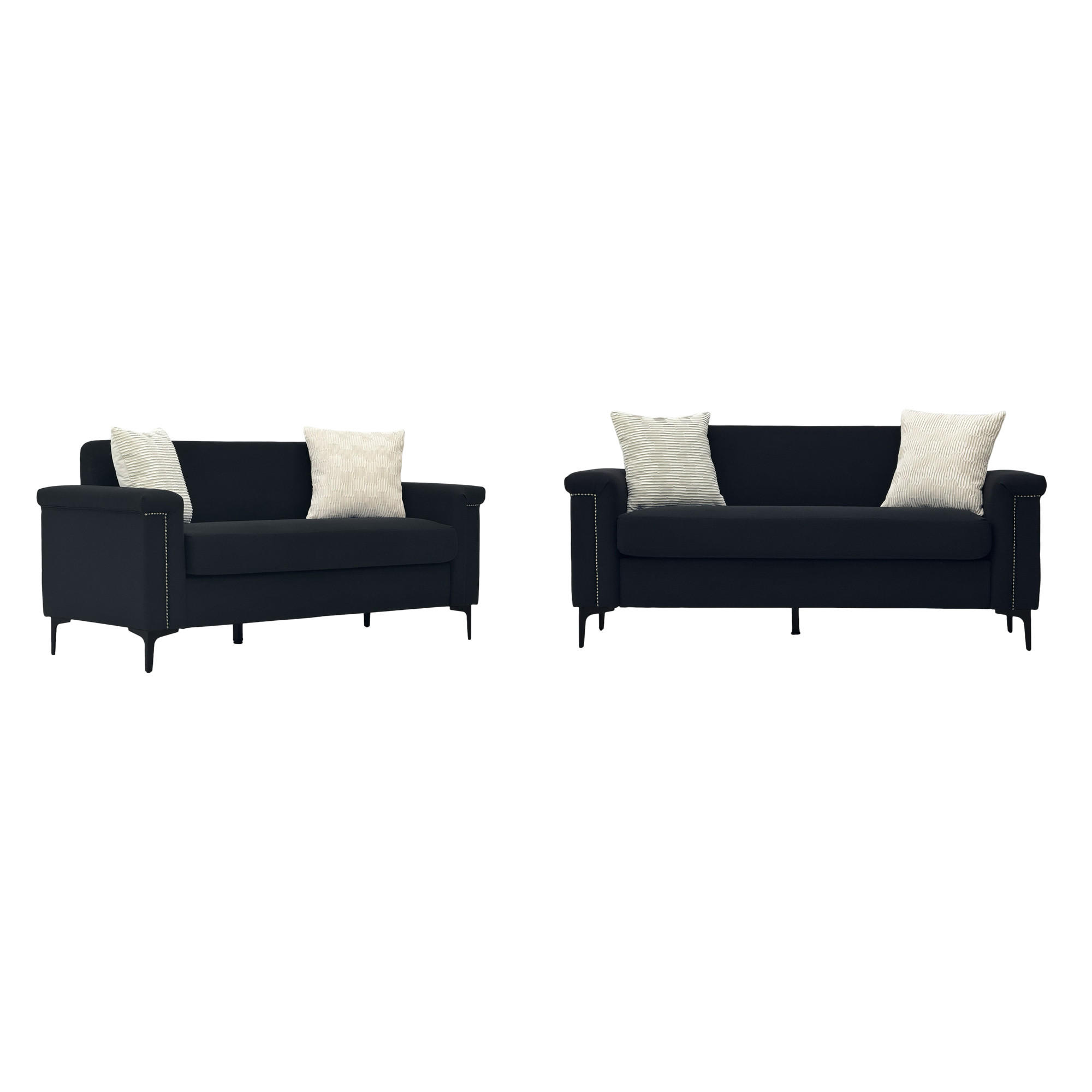 SITZGARNITUR DE-35069 mit Leinenbezug Hellgrau - Schwarz, Holzwerkstoff (73.5/81.5/172cm) - ComfortXL