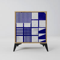 SIDEBOARD THE RIGHT PLACES, Eichefarben, 57,5x42x70,5 cm, Schwarze Metall-Sternfüße - Eichefarben/Multicolor, Holzwerkstoff/Metall (57.5/70.5/42cm) - SpaceRebels