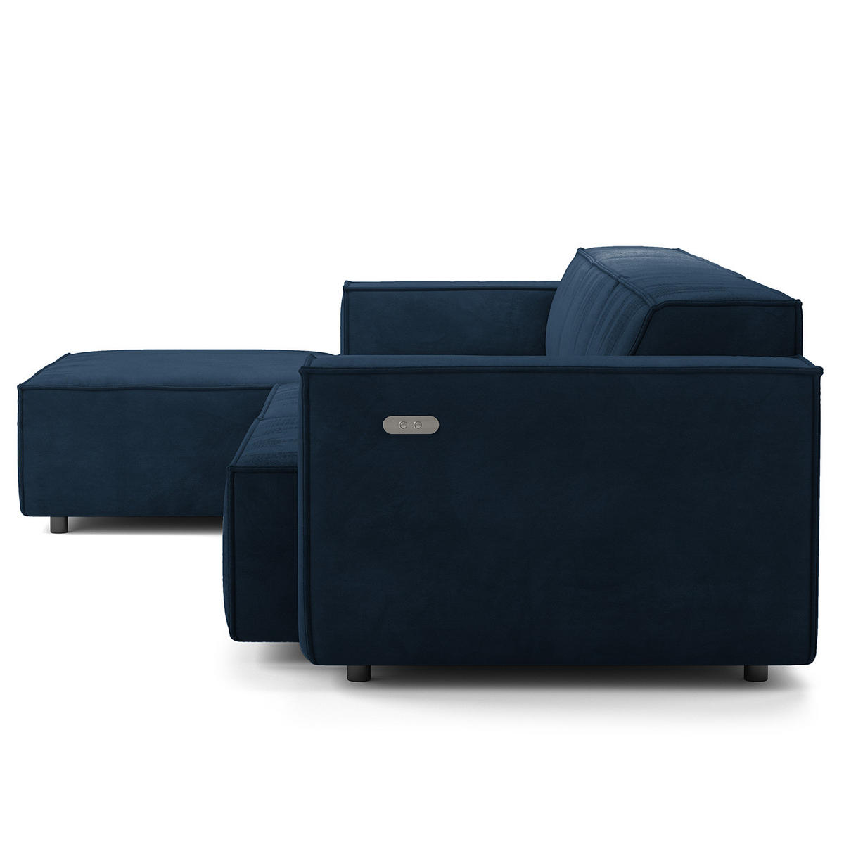 ECKSOFA mit Longchair - Schwarz/Dunkelblau, Kunststoff/Textil (294/177cm) - home24