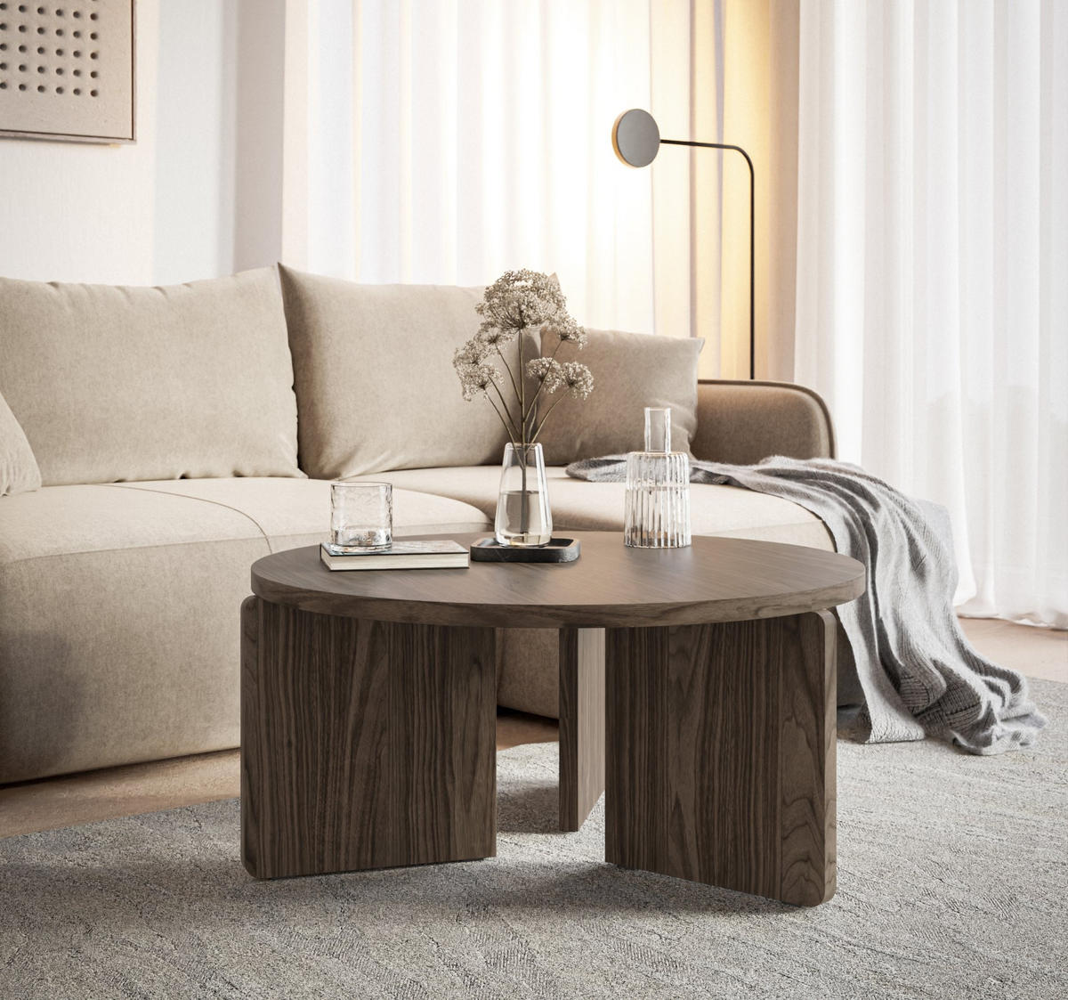 COUCHTISCH Preffines Holzoptik Nussbaum Wisconsin 85 cm - Dunkelbraun, Holzwerkstoff (88.5/88.5/40.5cm) - Selsey