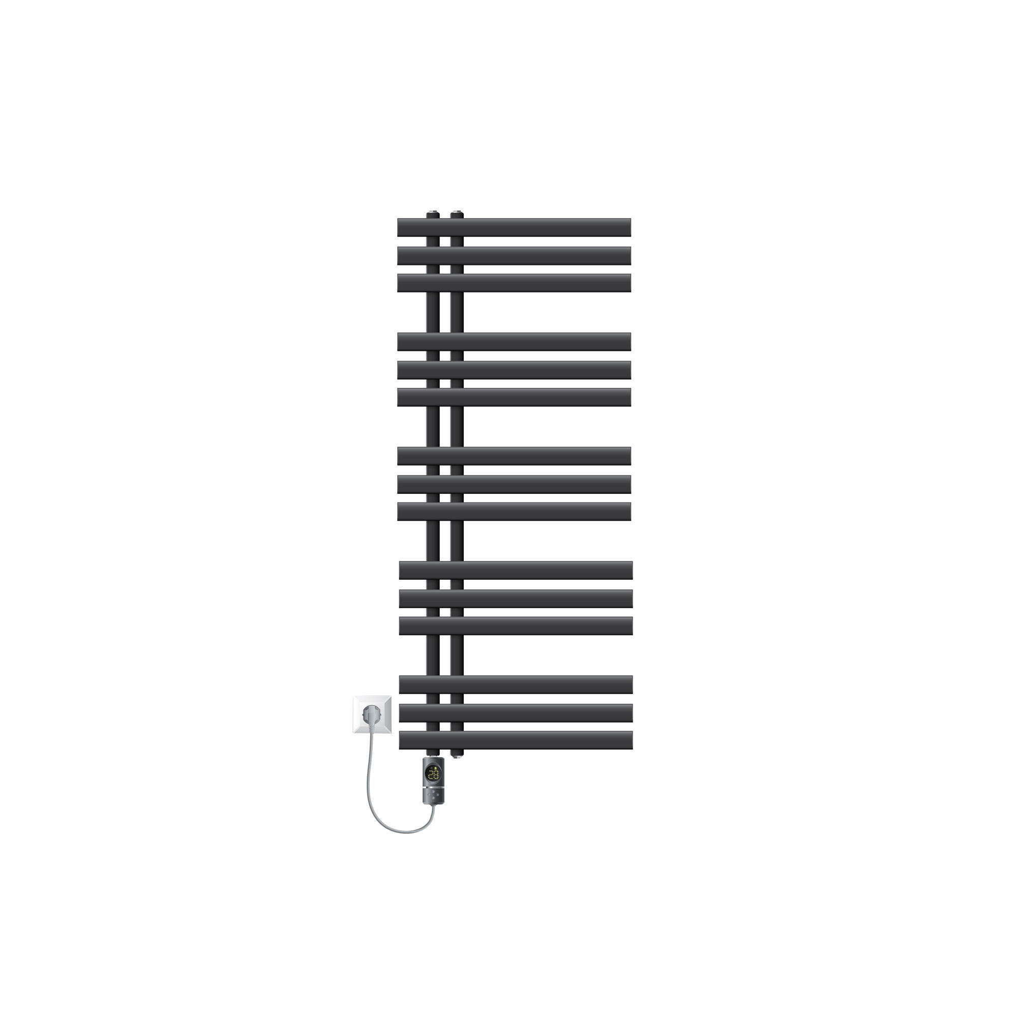 BADHEIZKÖRPER elektrisch Iron EM 500x1200 mm Anthrazit mit Heizstab 1200W Digital - Anthrazit, Metall (50/120/3cm) - LuxeBath
