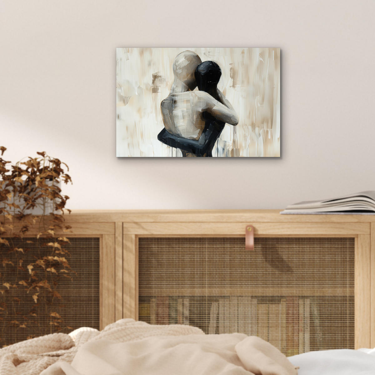 KOVOVÝ OBRAZ Abstraktné - Láska - Čiernobiele - Moderné 30x20 cm - čierna, kov (30/20cm) - MuchoWow