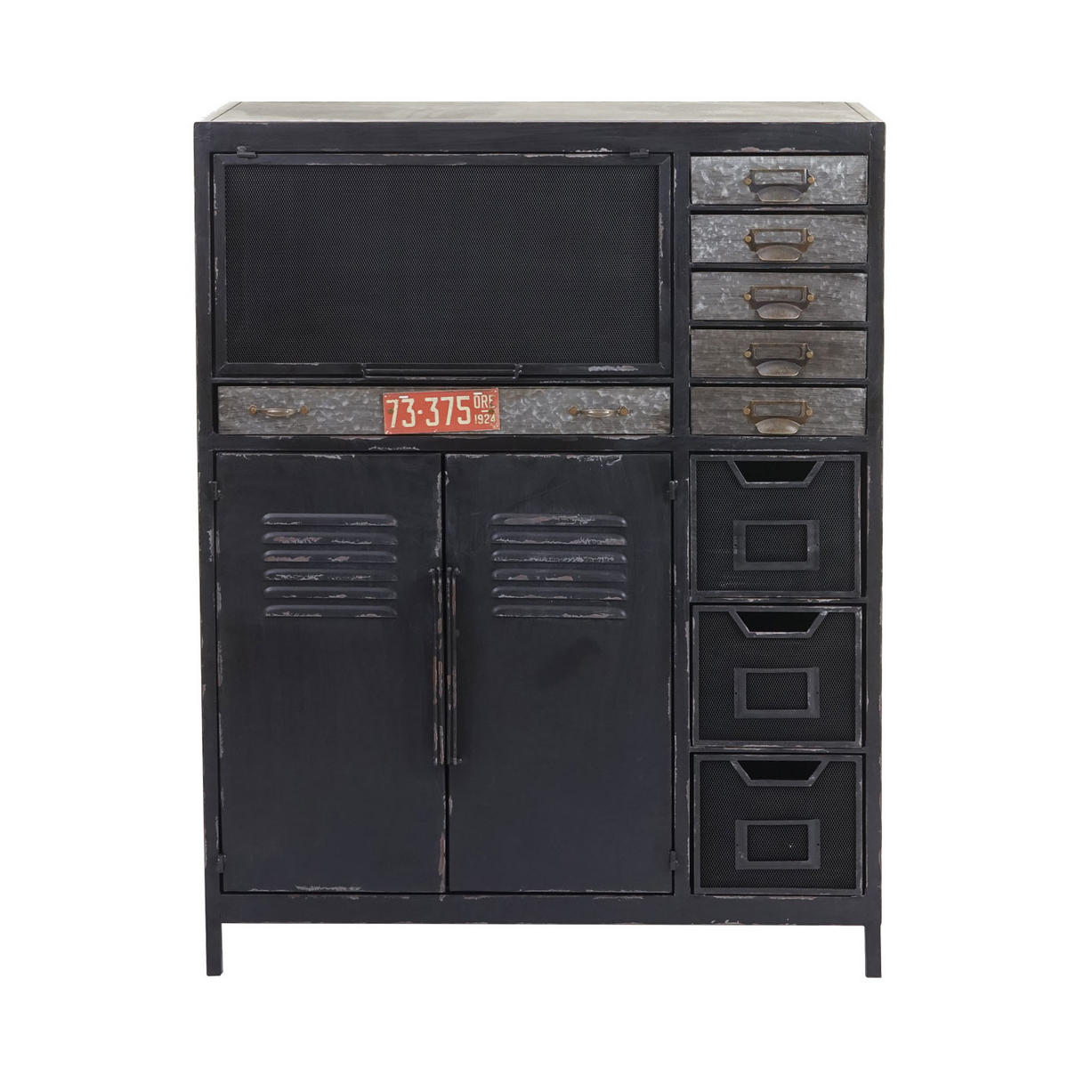 APOTHEKERKOMMODE Schwarz - Schwarz, Metall (89/115/35cm) - MCW