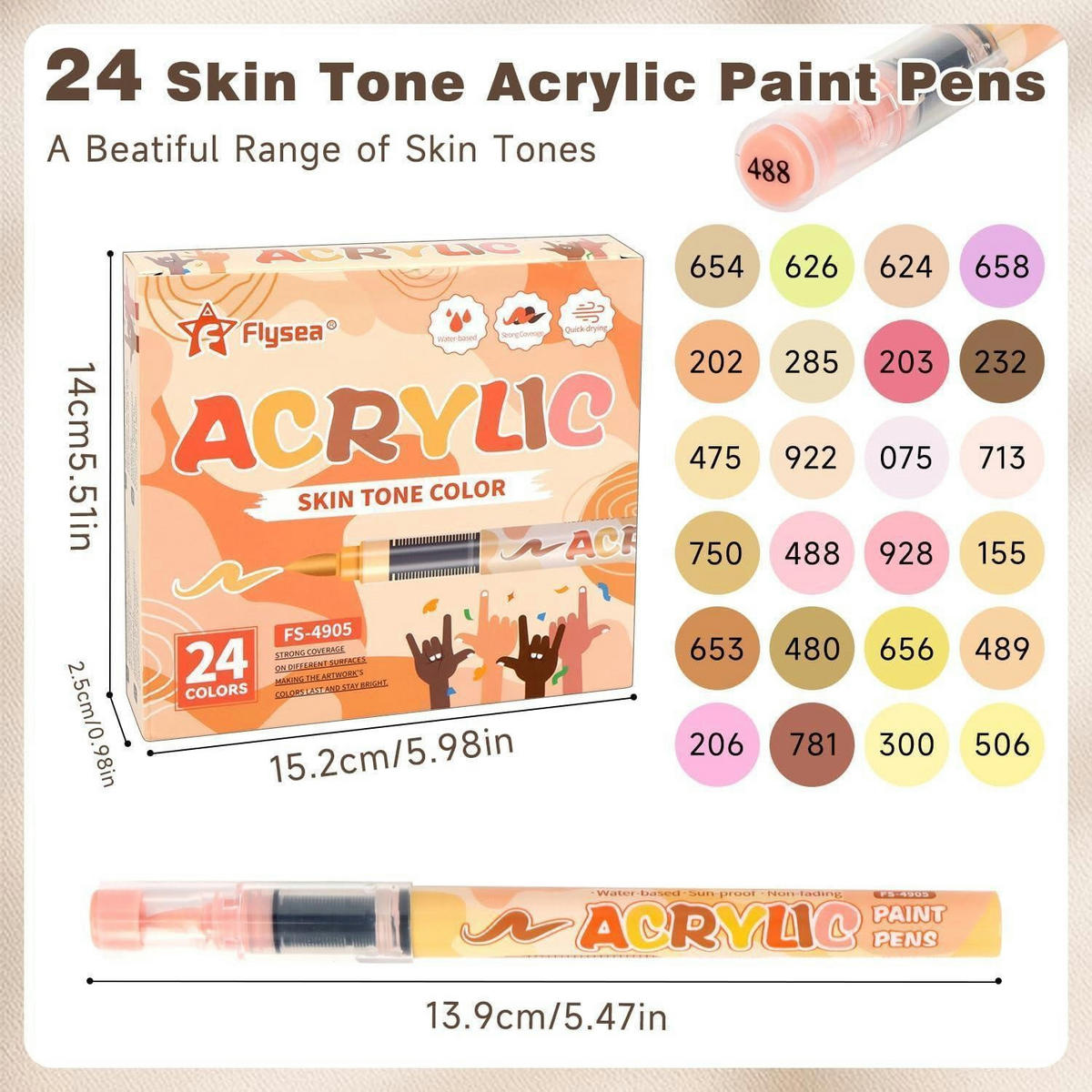 ACRYLMARKER Set 24-teilig Skin Tone Weiche Spitze - Multicolor, Kunststoff (14/2.5/15.2cm)
