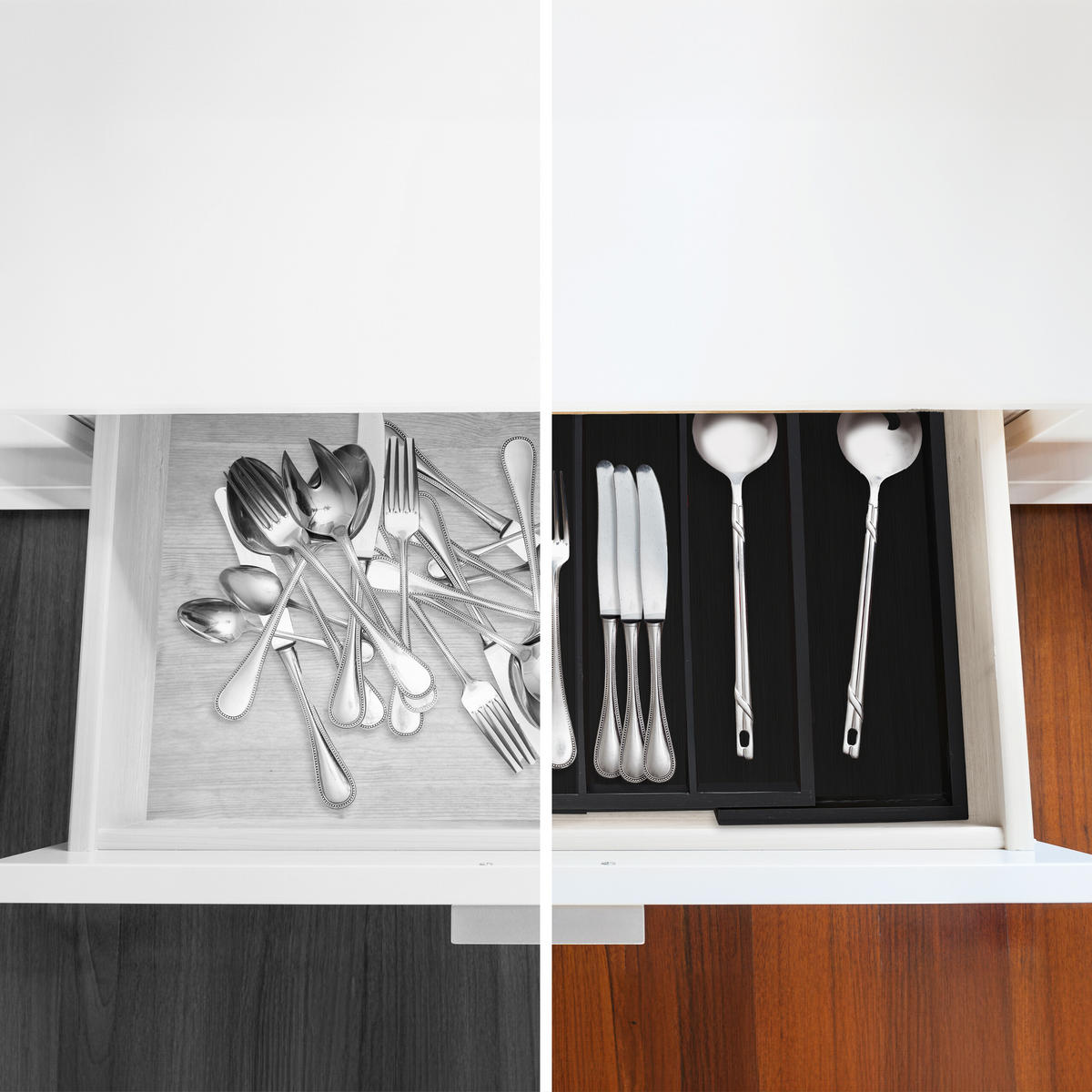 BESTECKKASTEN - Schwarz, Holz/Holzwerkstoff (48.5/5.5/37cm) - Relaxdays