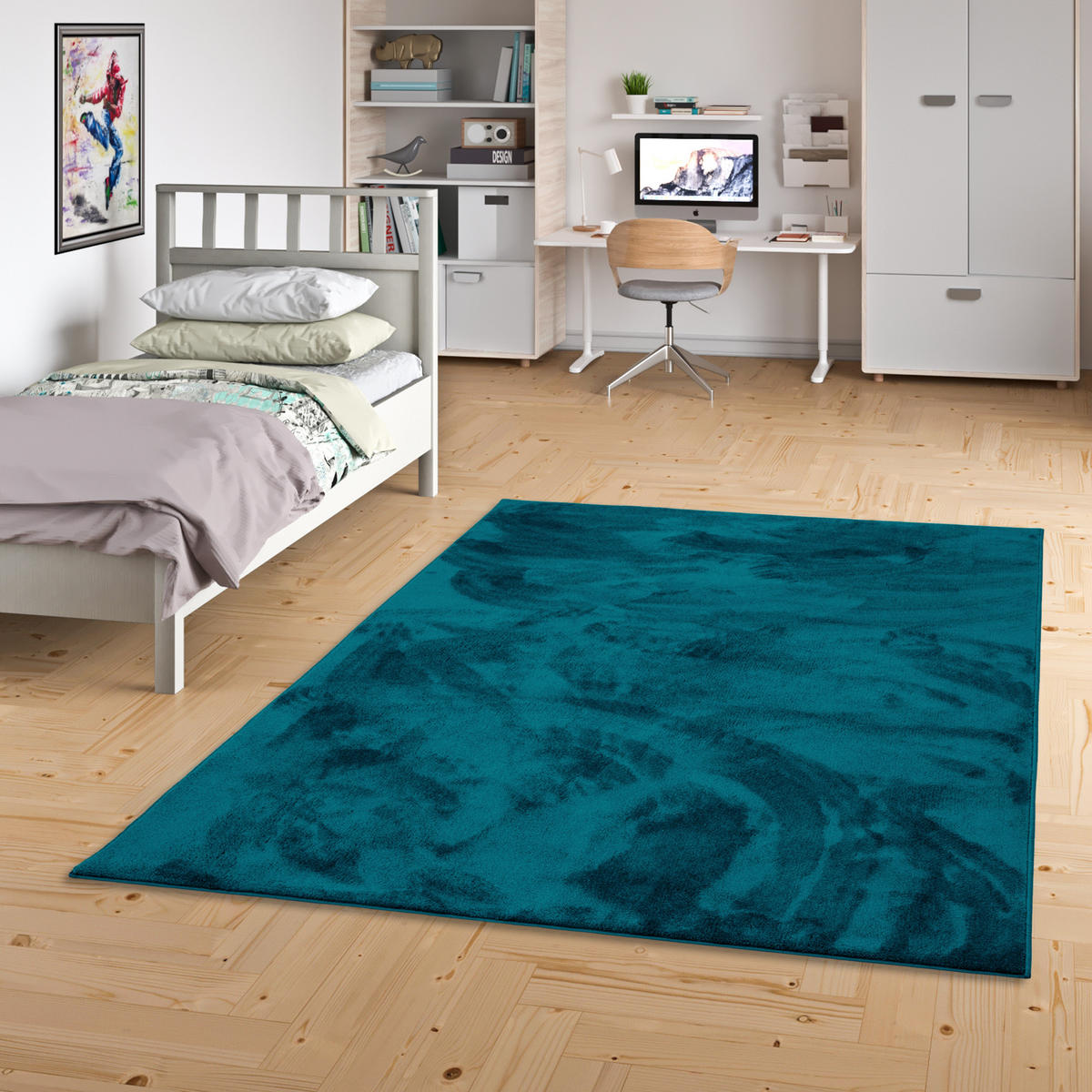HOCHFLOR LANGFLOR TEPPICH SUPER SOFT MELIA KIDS - Petrol, Textil (160/230cm) - Pergamon