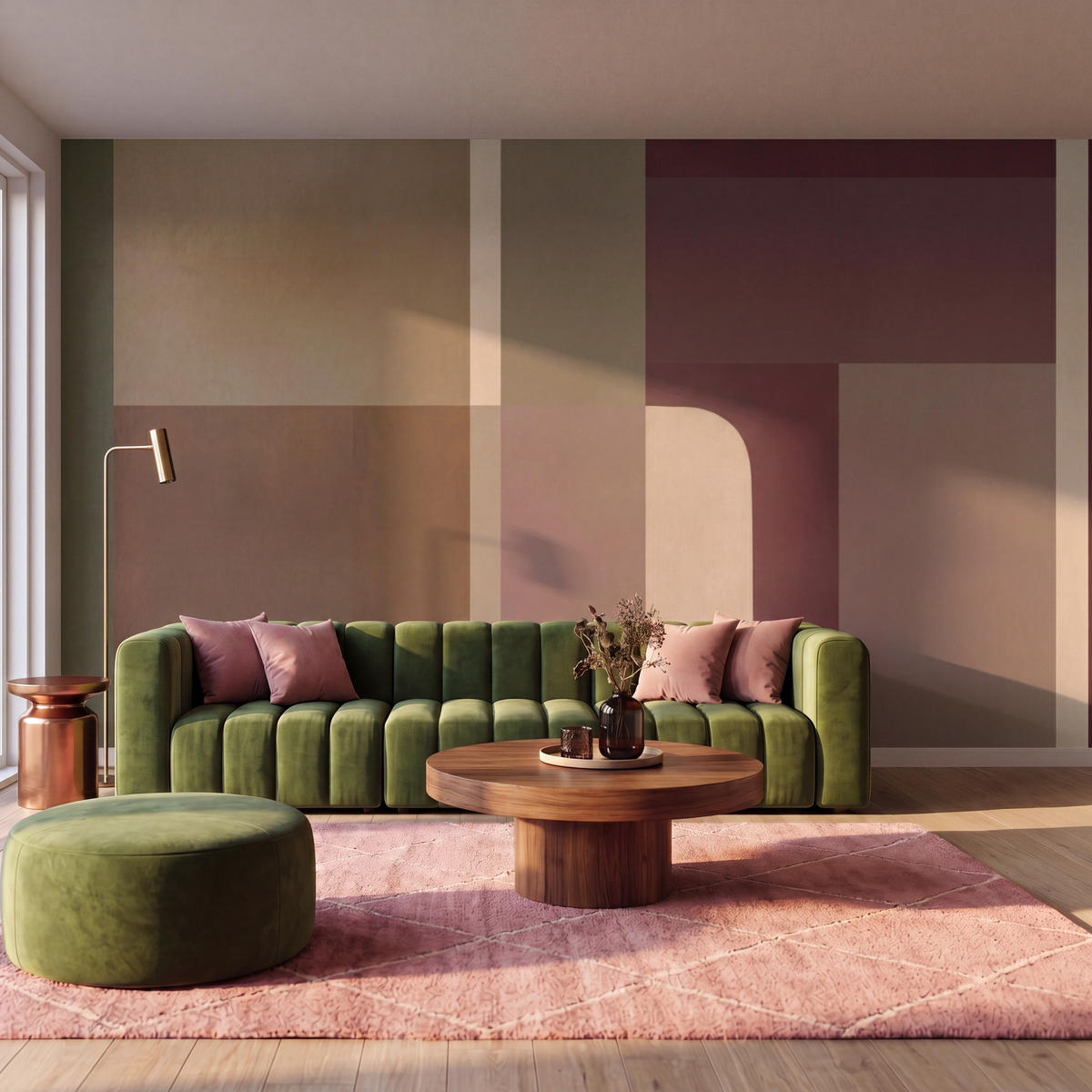 TAPETE - Unis - Abstrakt - Bordeaux - Linien - 450x260 cm - Multicolor, Papier (450/260cm) - OnlyWow