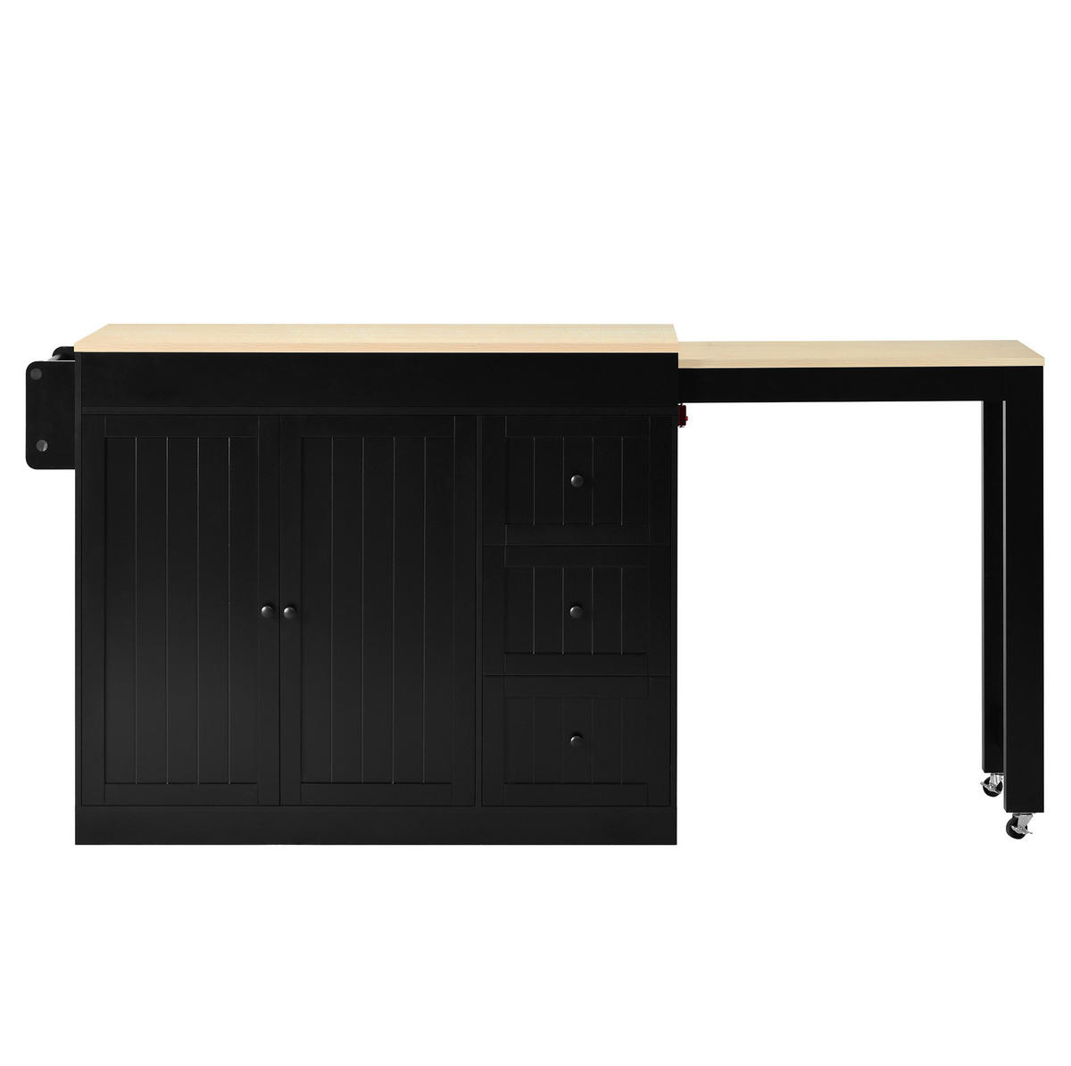 KÜCHENINSEL mit ausziehbarer Arbeitsplatte 112-186,8 cm Schwarz - Schwarz, Holz (45/93/130cm) - Beauniv