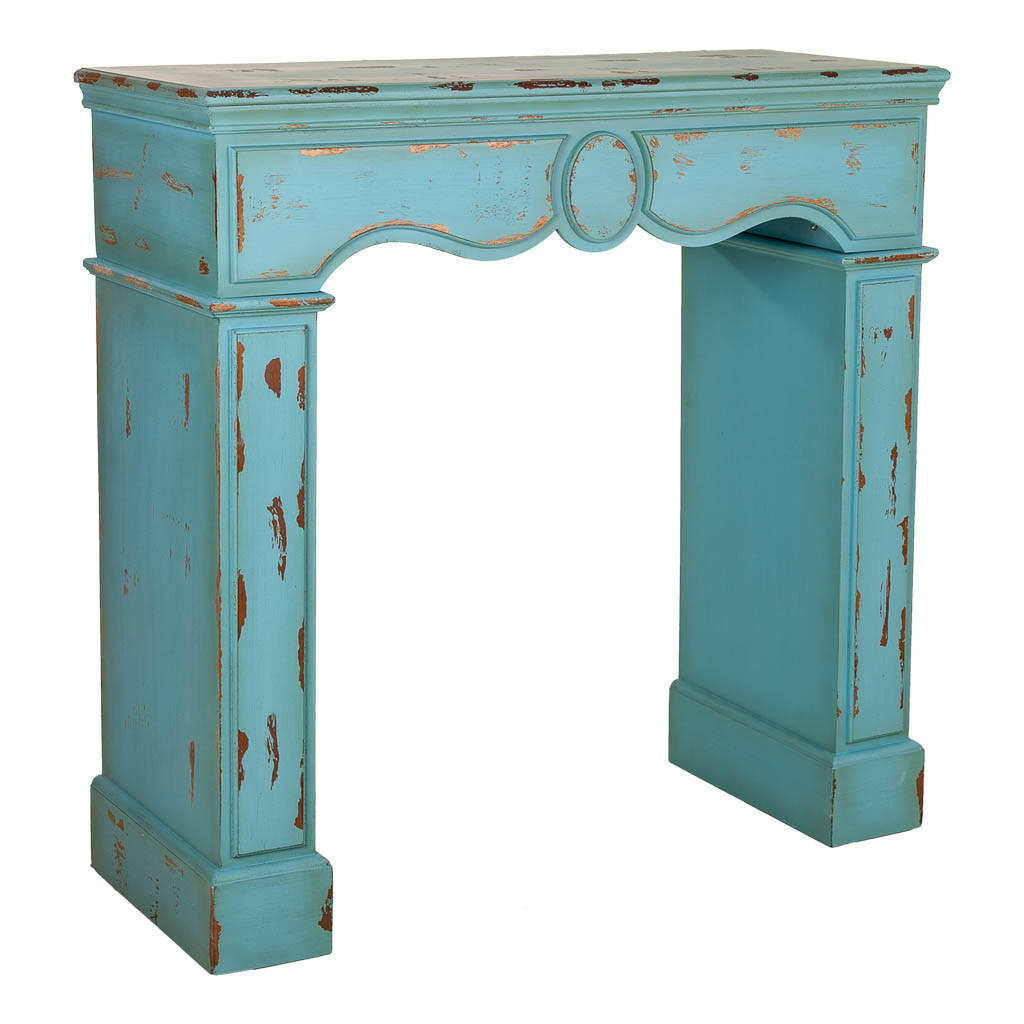 KAMINUMRANDUNG aus Holz, Blau, 100x40x100 - Blau, Holz (100/100/40cm) - Wanderlust