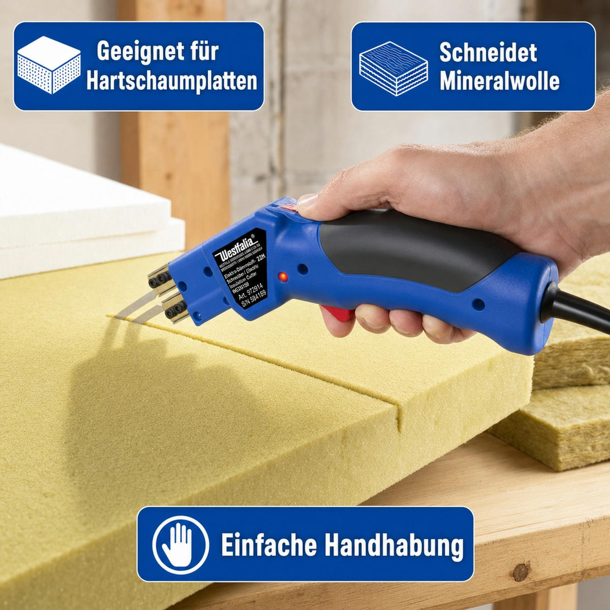 ELEKTRISCHER Dämmstoffschneider 150 Watt - Blau, Metall (40/11/4cm) - Westfalia