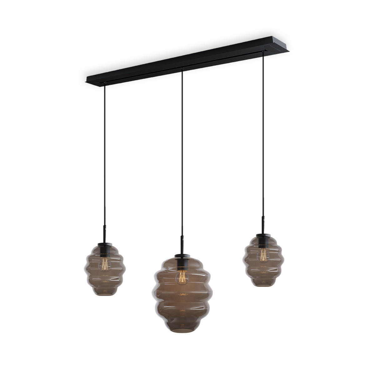 HÄNGELEUCHTE Echos 3-flammig Rauch Ø 18/25cm - Anthrazit/Schwarz, Glas (18/18/20cm) - s.luce