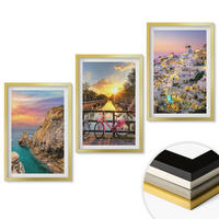WANDBILDER 3er Set - 40x60 cm Goldrahmen - Sonnenuntergang am Meer - Goldfarben, Kunststoff (40/60cm) - ArtPrintCave