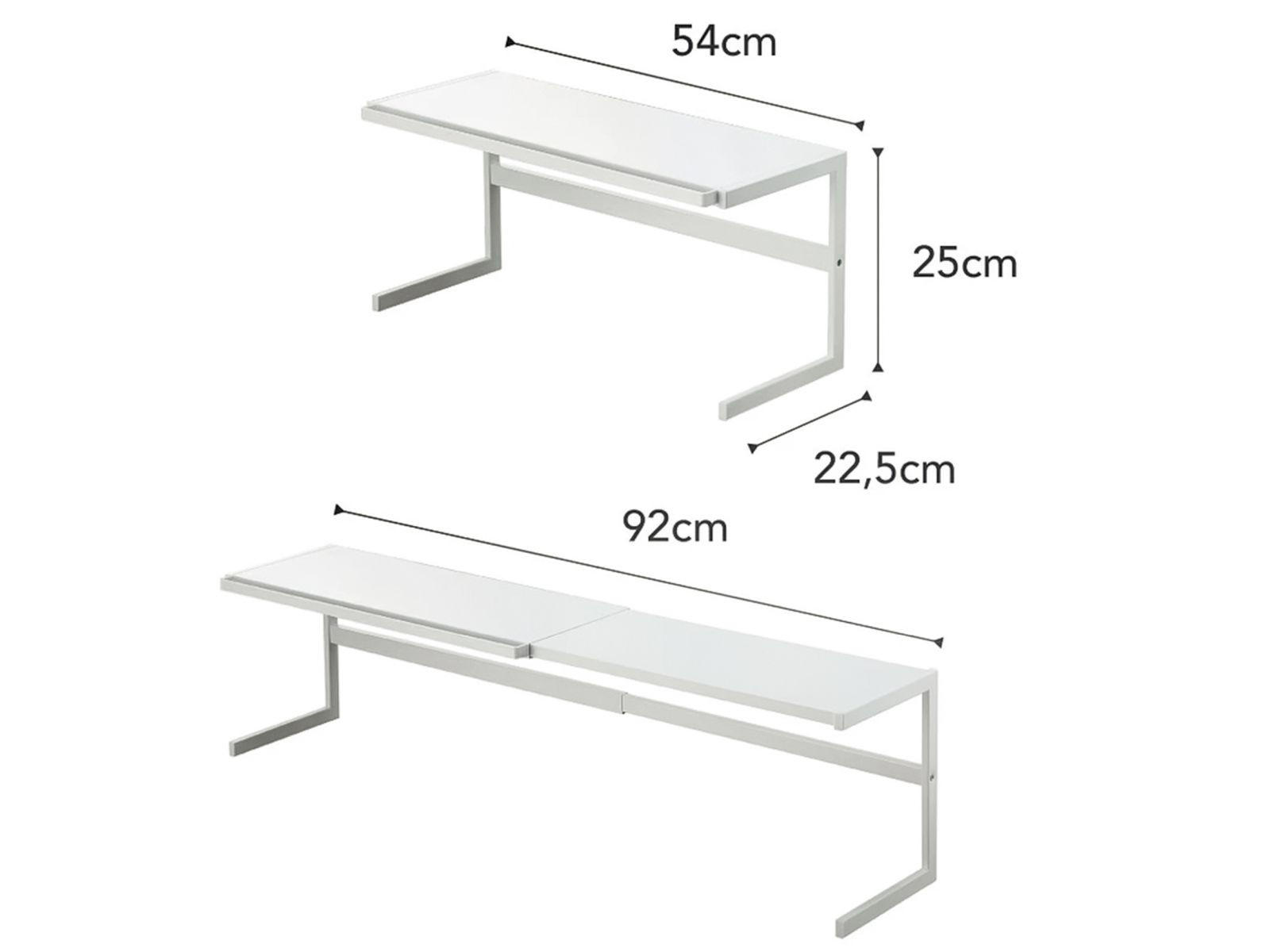 KÜCHENREGAL Tower weiß 54/25/22 cm ausziehbar bis 92cm - Weiß, Metall (92/25/22cm) - Yamazaki