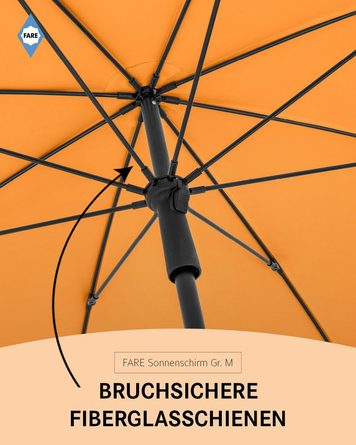 SONNENSCHIRM 180/180/126 cm - Orange, Kunststoff (180/180cm) - FARE