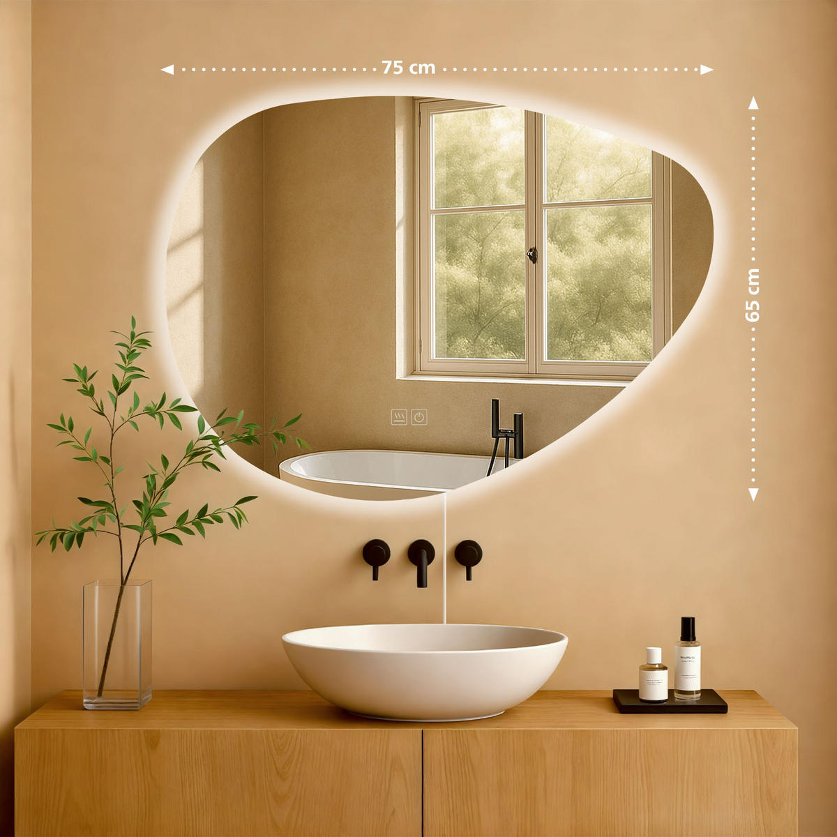 BADSPIEGEL Basel 65x75 Bluetooth 75x3,5x65cm Glas Klarglas Badezimmerspiegel - Klar, Glas (75/65/3.5cm) - DELUKE