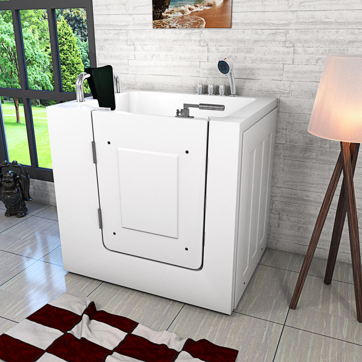 SENIORENWANNE S02-TH-B-L Weiß - Weiß, Glas/Kunststoff (78/113/100cm) - AcquaVapore by Sandra Jentho