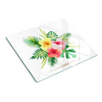 GLASPLATTE 60x52 cm Hawaiianische Blumen - Multicolor, Glas (60/0.4/52cm) - TULUP