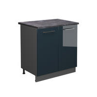 SPÜLENUNTERSCHRANK Fame-Line Dunkelblau Hochglanz 80 cm mit Regal AP Anthrazit - Anthrazit/Dunkelblau, Holzwerkstoff (80/82/60cm) - Vicco