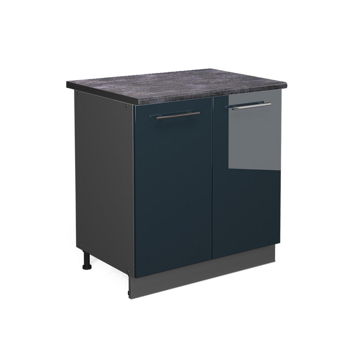 SPÜLENUNTERSCHRANK Fame-Line Dunkelblau Hochglanz 80 cm mit Regal AP Anthrazit - Anthrazit/Dunkelblau, Holzwerkstoff (80/82/60cm) - Vicco