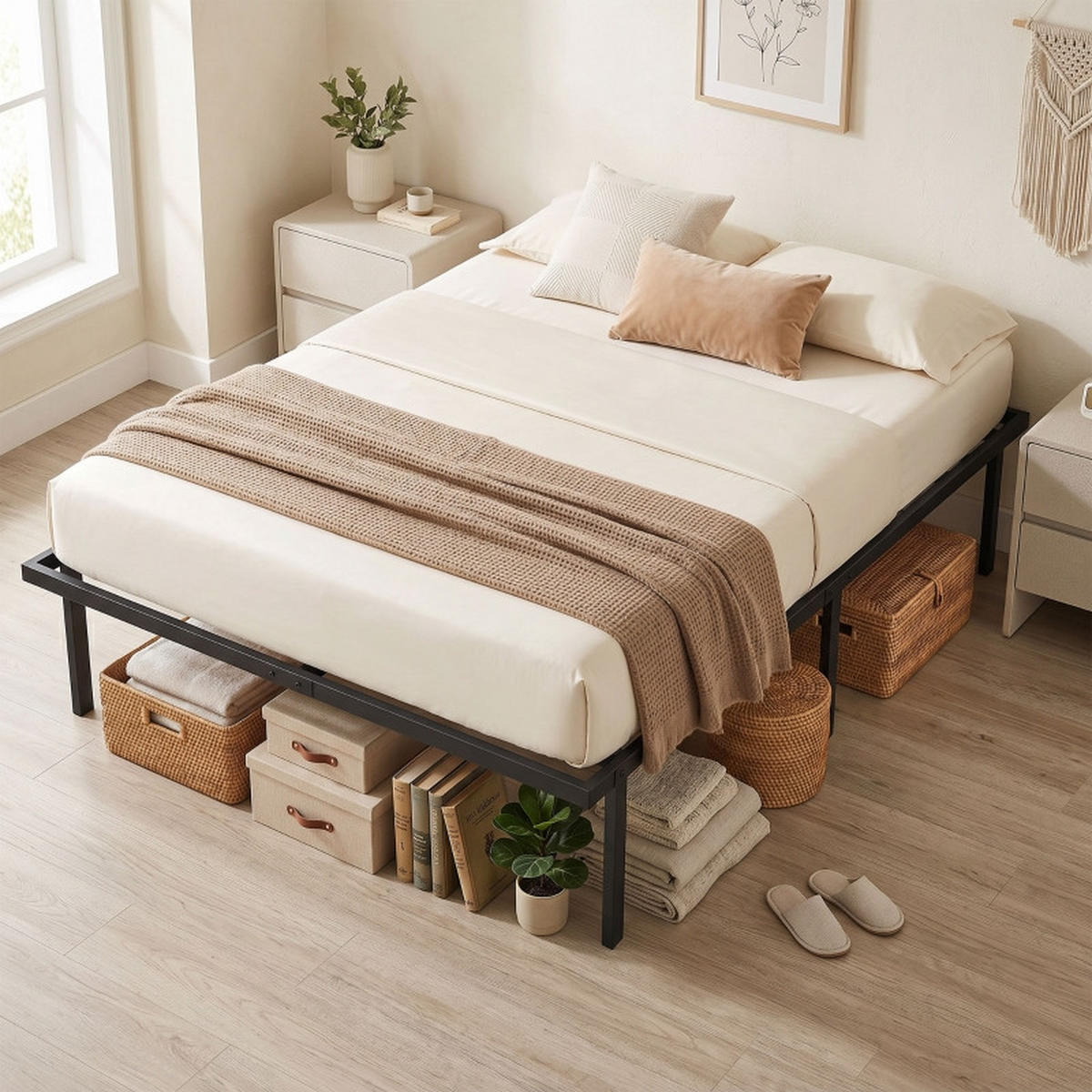 BETTGESTELL 140/200 cm DE-32877 9-Fuß-Struktur Schwarz - Schwarz, Metall (140/200cm) - ComfortXL
