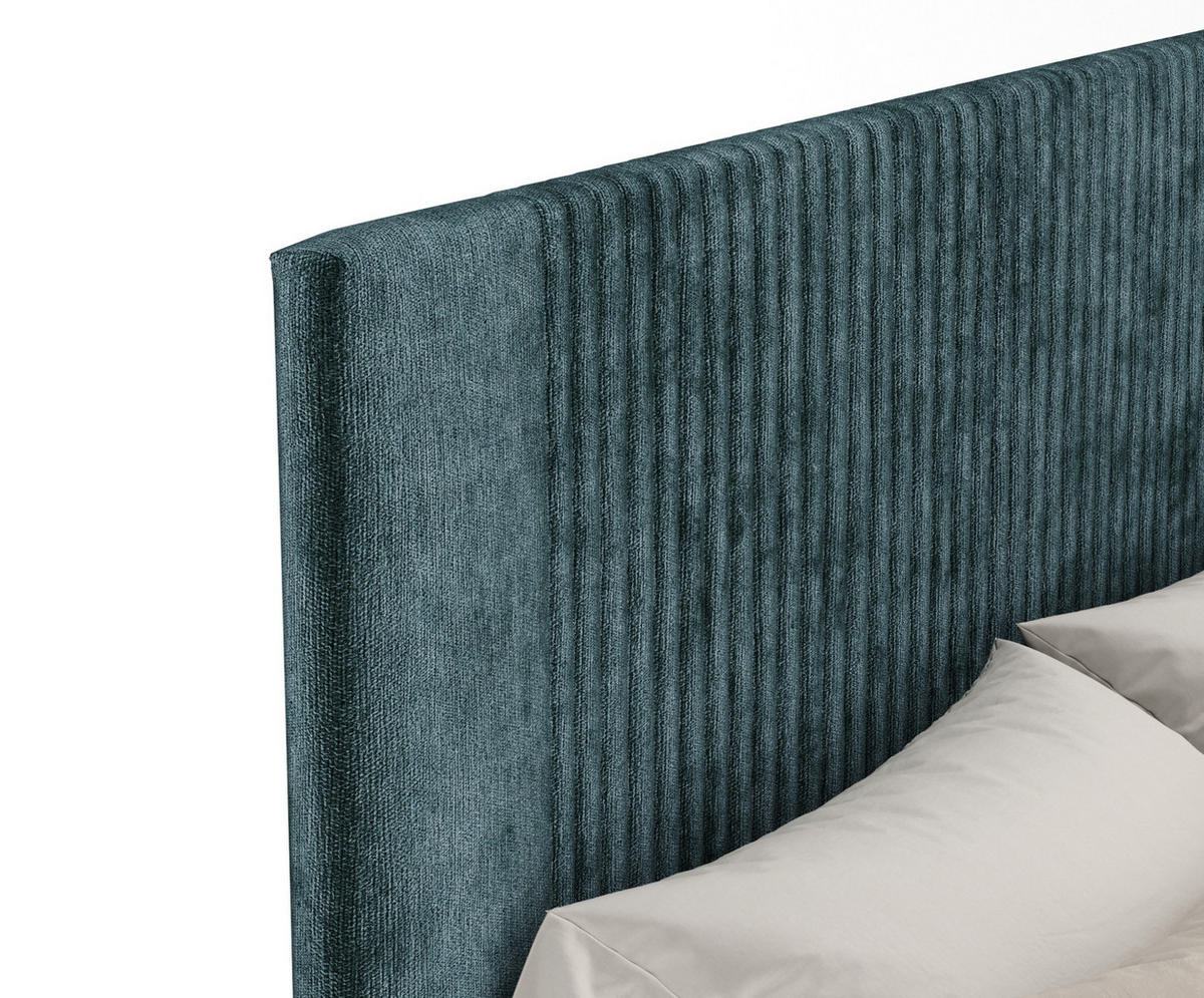 POLSTERBETT Etero Dunkelgrün 140/200 cm im Chenille-Stoff - Wengefarben/Dunkelgrün, Holz/Holzwerkstoff (140/200cm) - Maison de Reve