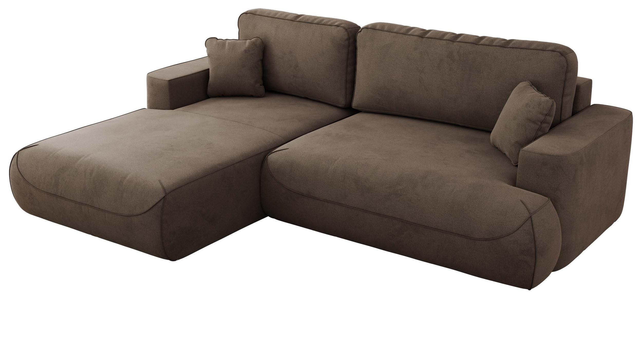 ECKSOFA OVO L Braun Velvet - Links Seite - Schwarz/Braun, Kunststoff/Textil (271/195cm) - MKS