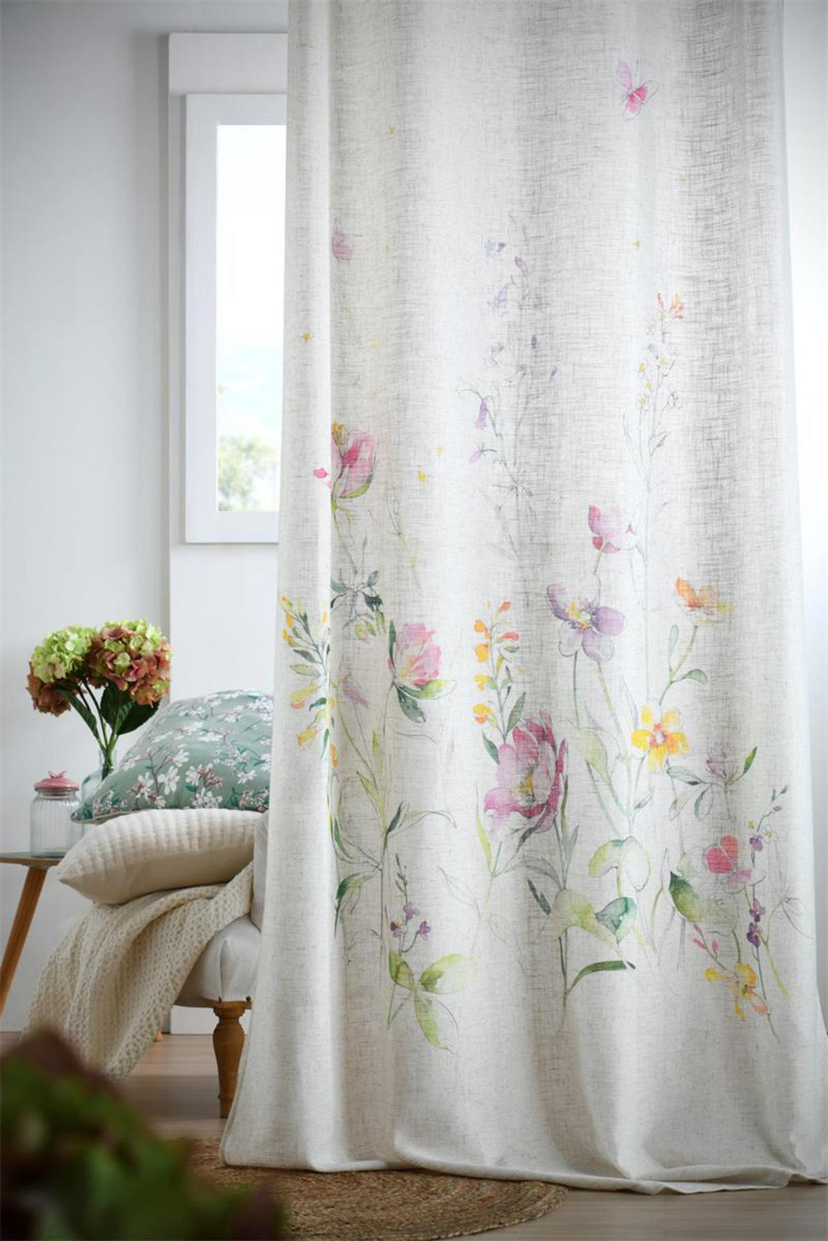 FENSTERVORHANG Leinen-Effekt Rita 135/260 cm - Weiß, Textil (140/260cm)