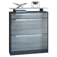 SCHUHSCHRANK Fiesta Fronten in Avola Anthrazit, Griffmulden in Weiß Hochglanz - Anthrazit, Holzwerkstoff (89/104/23cm) - Vladon