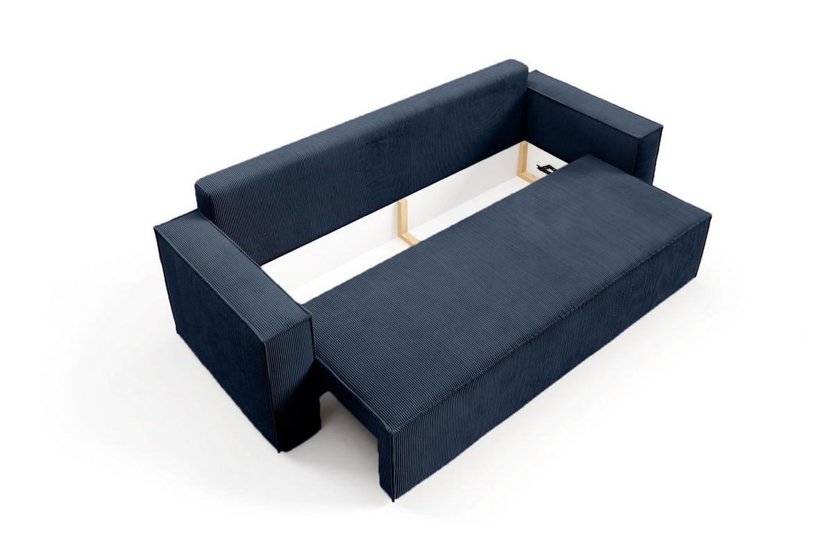 SOFA Roda Dunkelblau, Kordsofa mit Schlaffunktion - Dunkelblau, Holzwerkstoff/Textil (248/93/96cm) - Bettso