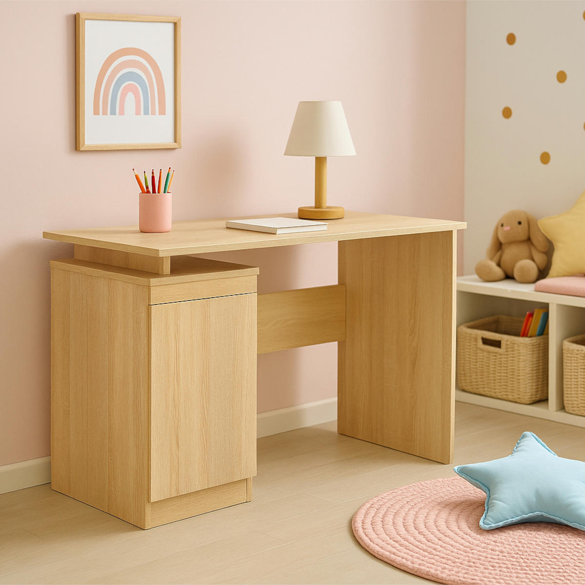 SCHREIBTISCH SOLA BRK1-1D Eiche Sonoma - Silberfarben/Sonoma Eiche, Holzwerkstoff/Kunststoff (59/120/73cm) - Komodee