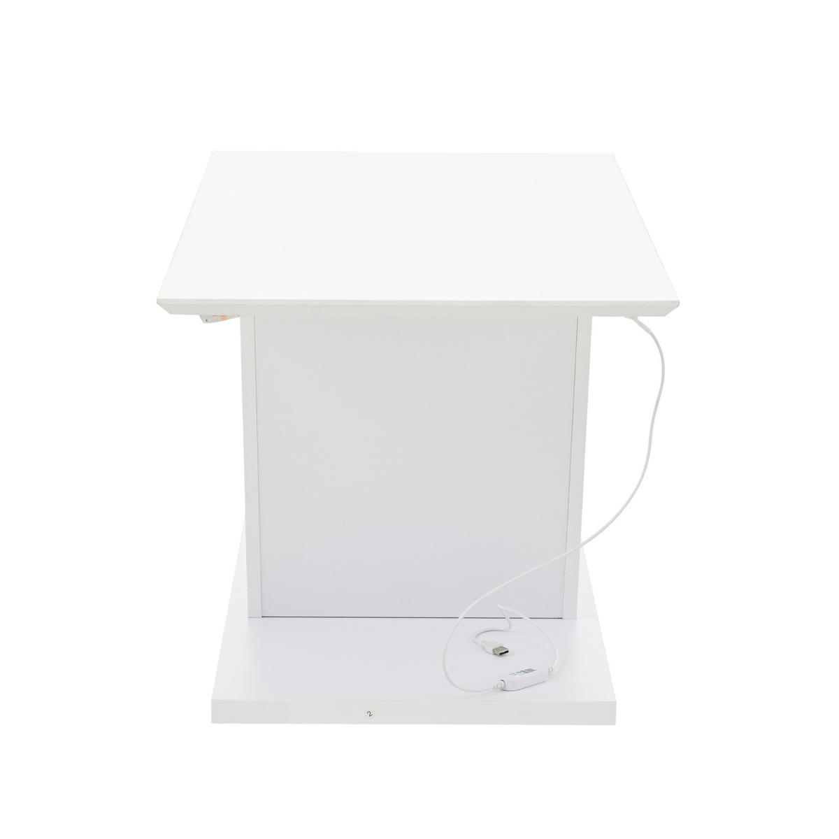 KLUBSKA miza, 100/50/46 cm bela, z LED-osvetlitvijo in sijočo ploščo - bela, leseni material (100/50/46cm) - BEAOK