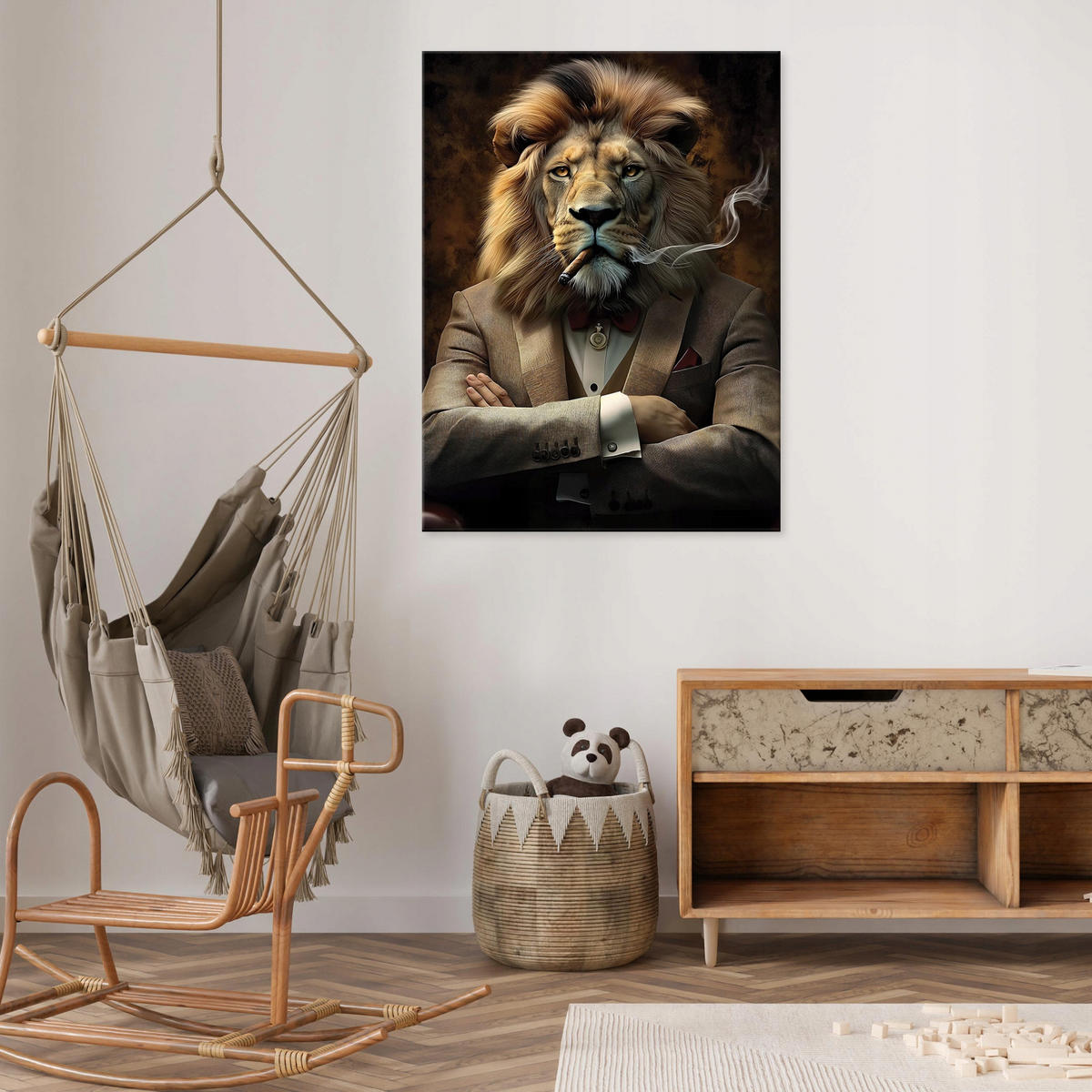 BILDER auf Leinwand Löwe Motivation Tiere 100x70 - Multicolor, Holzwerkstoff (70/100cm) - Wallarena