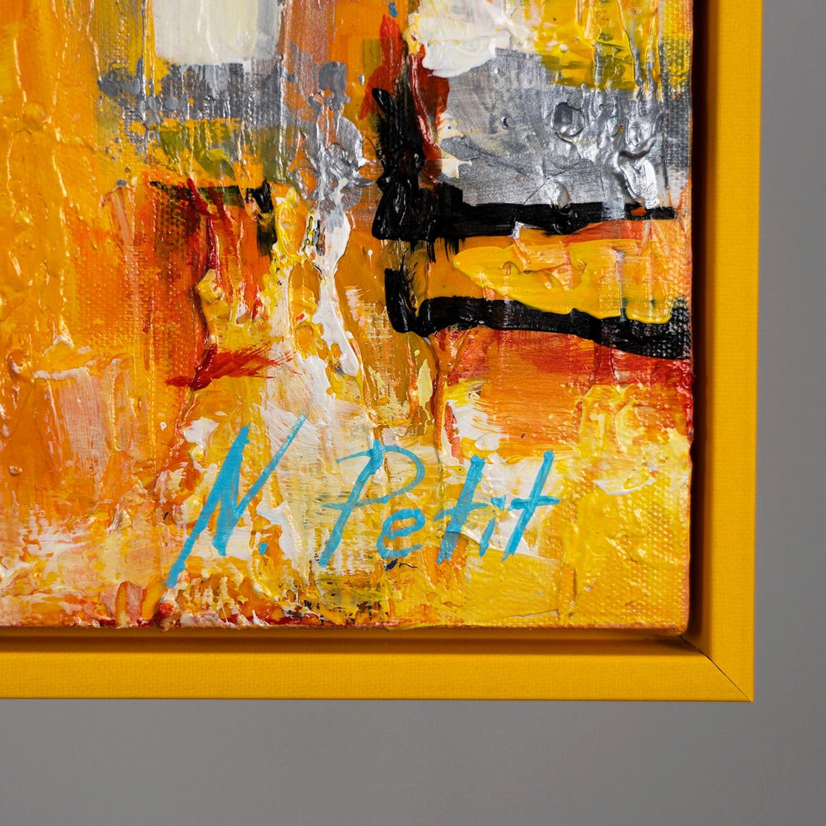GEMÄLDE Kleinstadt Schattenfugenrahmen Gelb 150x50 cm - Gelb, Holz (150/50cm) - YS-art gallery
