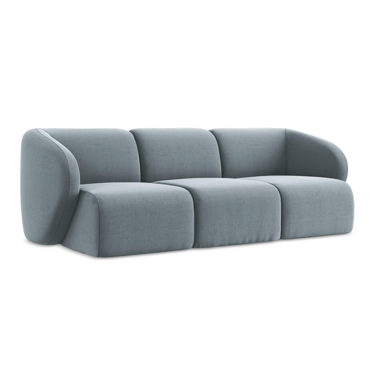 3-SITZER SOFA Samt Stoff Blau - Schwarz/Hellblau, Holzwerkstoff/Kunststoff (244/75/94cm) - LaMiaSofa
