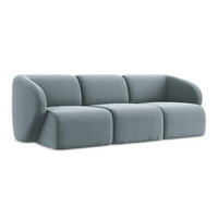 3-SITZER SOFA Samt Stoff Blau - Schwarz/Hellblau, Holzwerkstoff/Kunststoff (244/75/94cm) - LaMiaSofa
