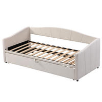 POLSTERBETT 90/200 cm aus Samt mit ausziehbarer Liegefläche Beige - Beige, Textil (90/200cm) - Modenvie