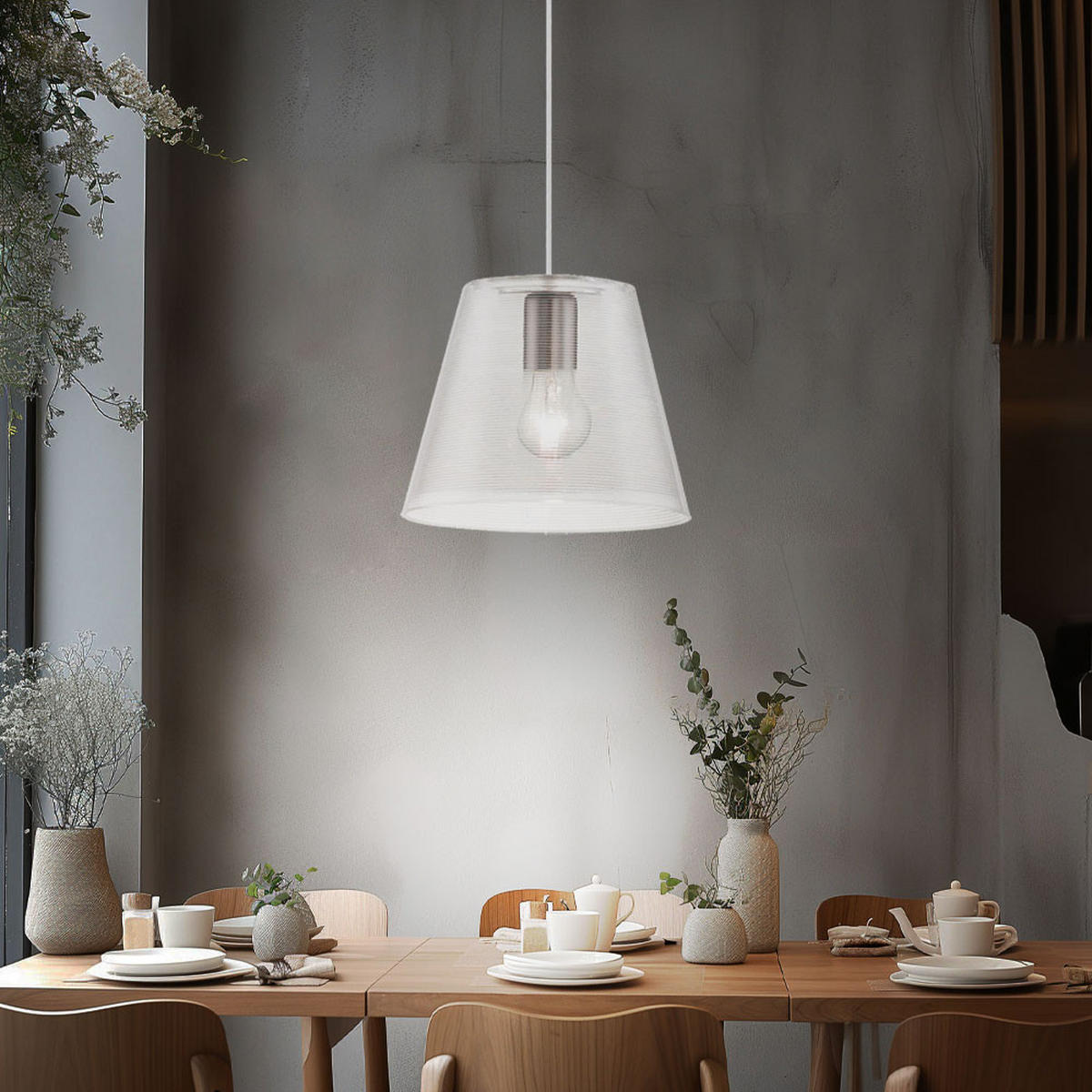 HÄNGELEUCHTE ELINOR Weiß Transparent - Weiß, Kunststoff (23.5/23.5/110cm)