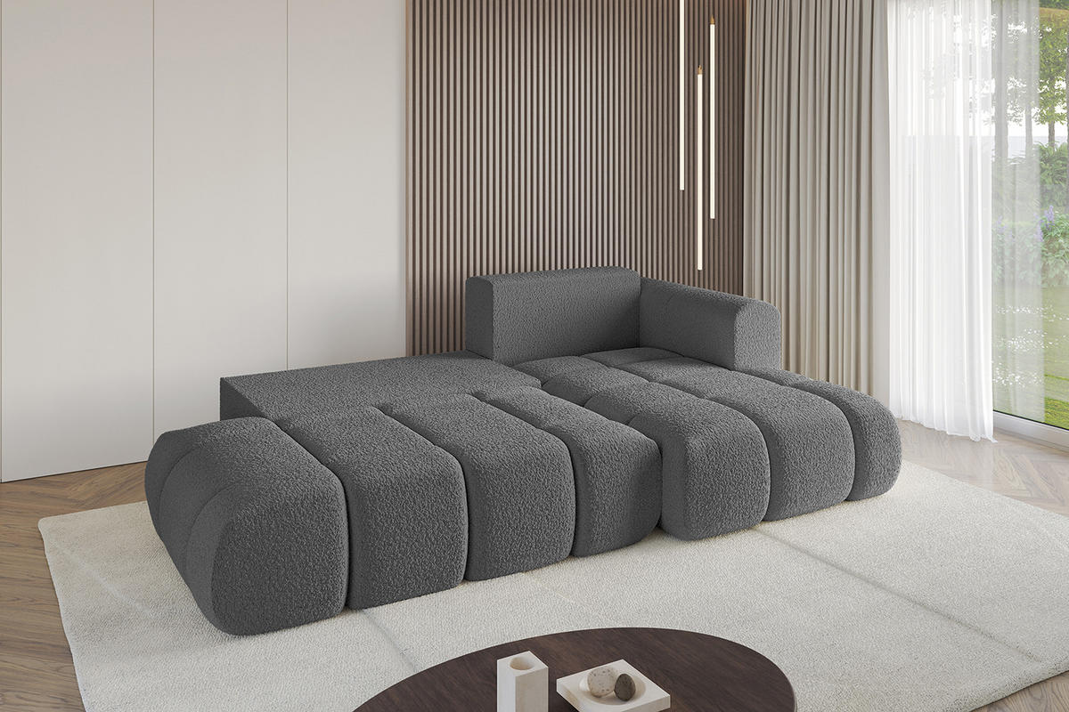 ECKSOFA Ottomane Rechts CLOUD-L 289x180x40 Grau Bouclé - Grau, Holzwerkstoff/Kunststoff (289/180cm) - ALTDECOR