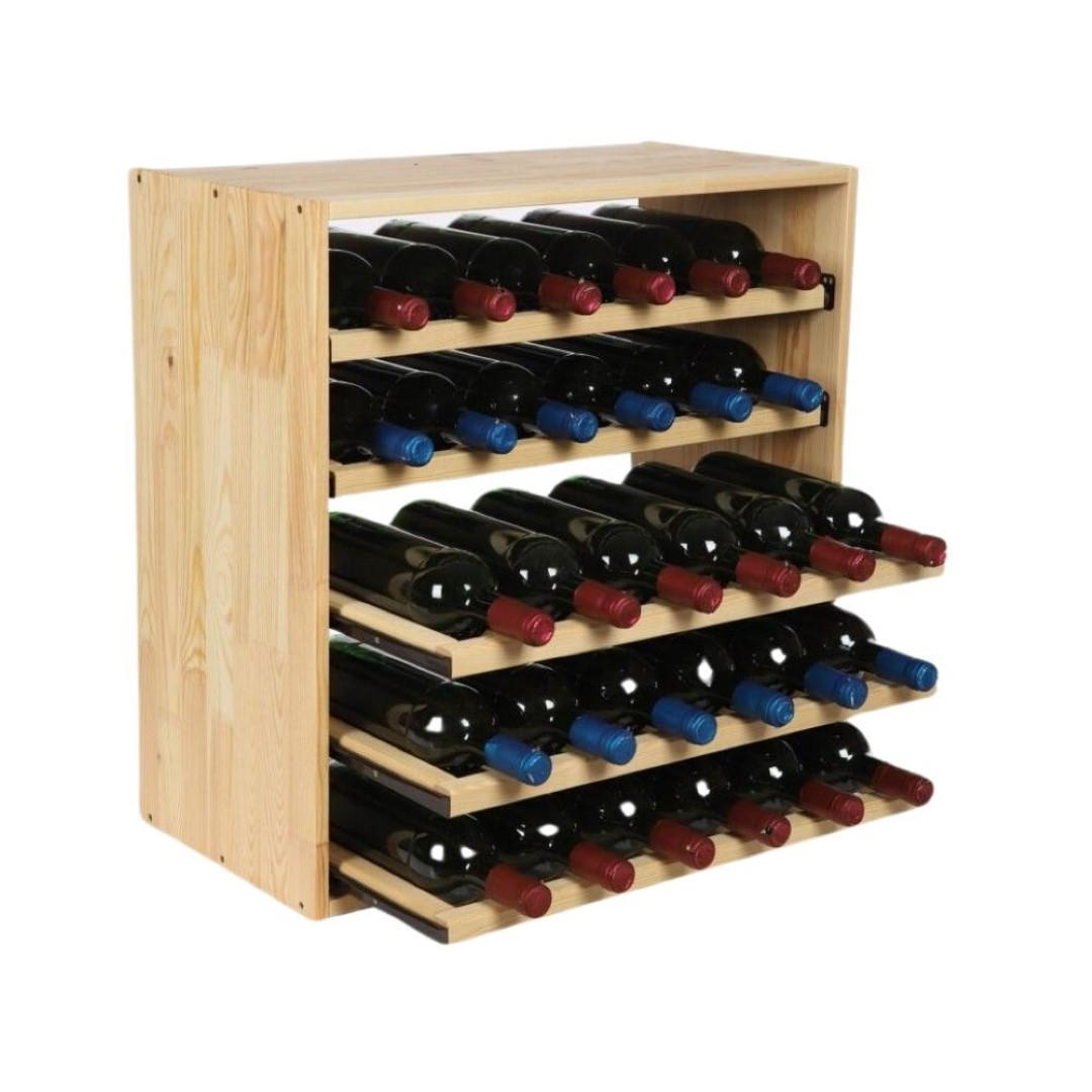 WEINREGAL Vincellar Mod 60x60x30 cm Auszug Modul Für 30 Flaschen mit Ausziehbaren Ebenen Massives Kiefernholz Natur - Naturfarben, Holz (60/60/30cm) - PROREGAL