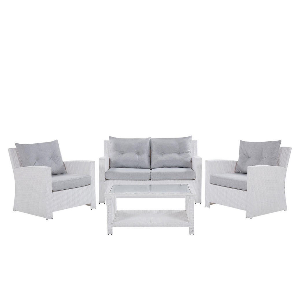 SET LOUNGE cu 4 locuri ratan alb Marino