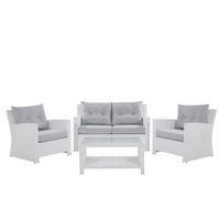 LOUNGE-SET 4-sitzer Rattan Weiß Marino - Weiß, Kunststoff - Beliani