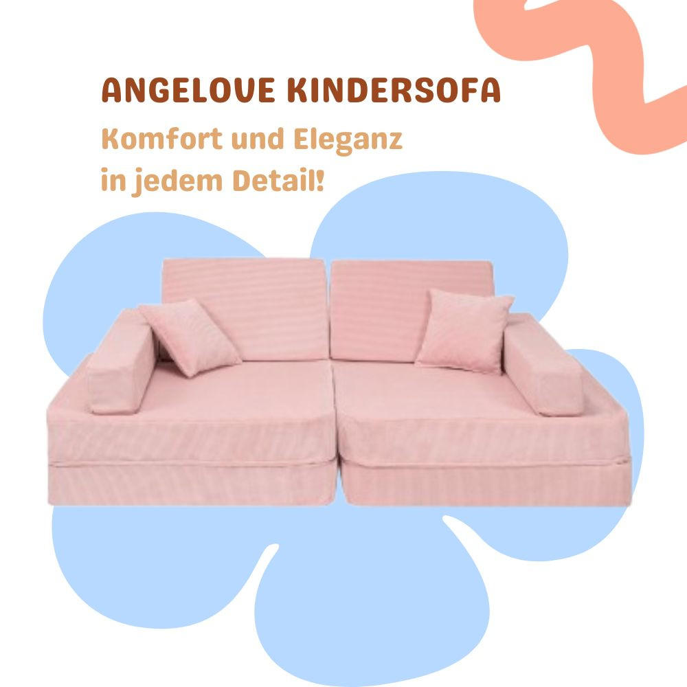 KINDERSOFA, Angelove, Cordsamt, Puderrosa - Hellrosa, Textil (160/24/80cm) - MeowBaby
