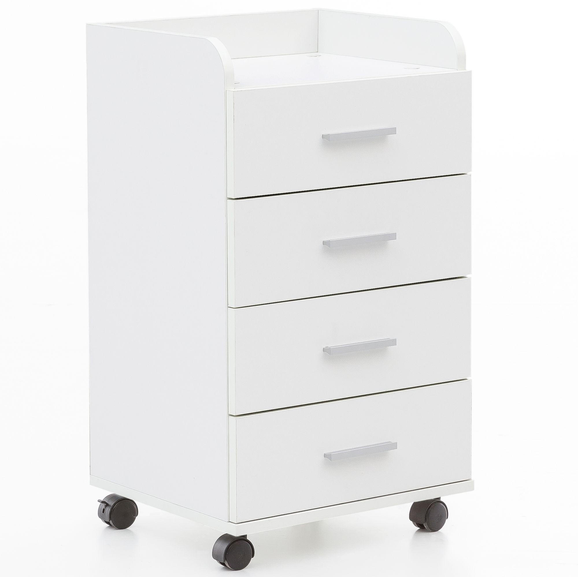 ROLLCONTAINER 4 Schubladen Ablage Melaminbeschichtet ISONZO, Weiß 40x33x71 cm - Schwarz/Weiß, Holz/Kunststoff (40/71/33cm) - KADIMA DESIGN