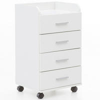 ROLLCONTAINER 4 Schubladen Ablage Melaminbeschichtet ISONZO, Weiß 40x33x71 cm - Schwarz/Weiß, Holz/Kunststoff (40/71/33cm) - KADIMA DESIGN