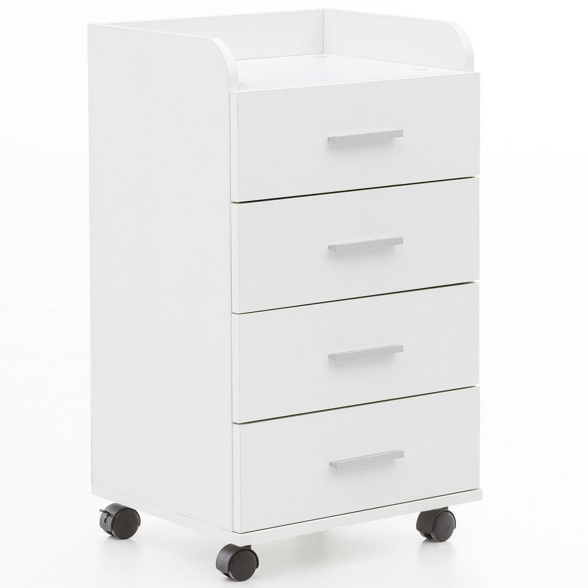 ROLLCONTAINER 4 Schubladen Ablage Melaminbeschichtet ISONZO, Weiß 40x33x71 cm - Schwarz/Weiß, Holz/Kunststoff (40/71/33cm) - KADIMA DESIGN