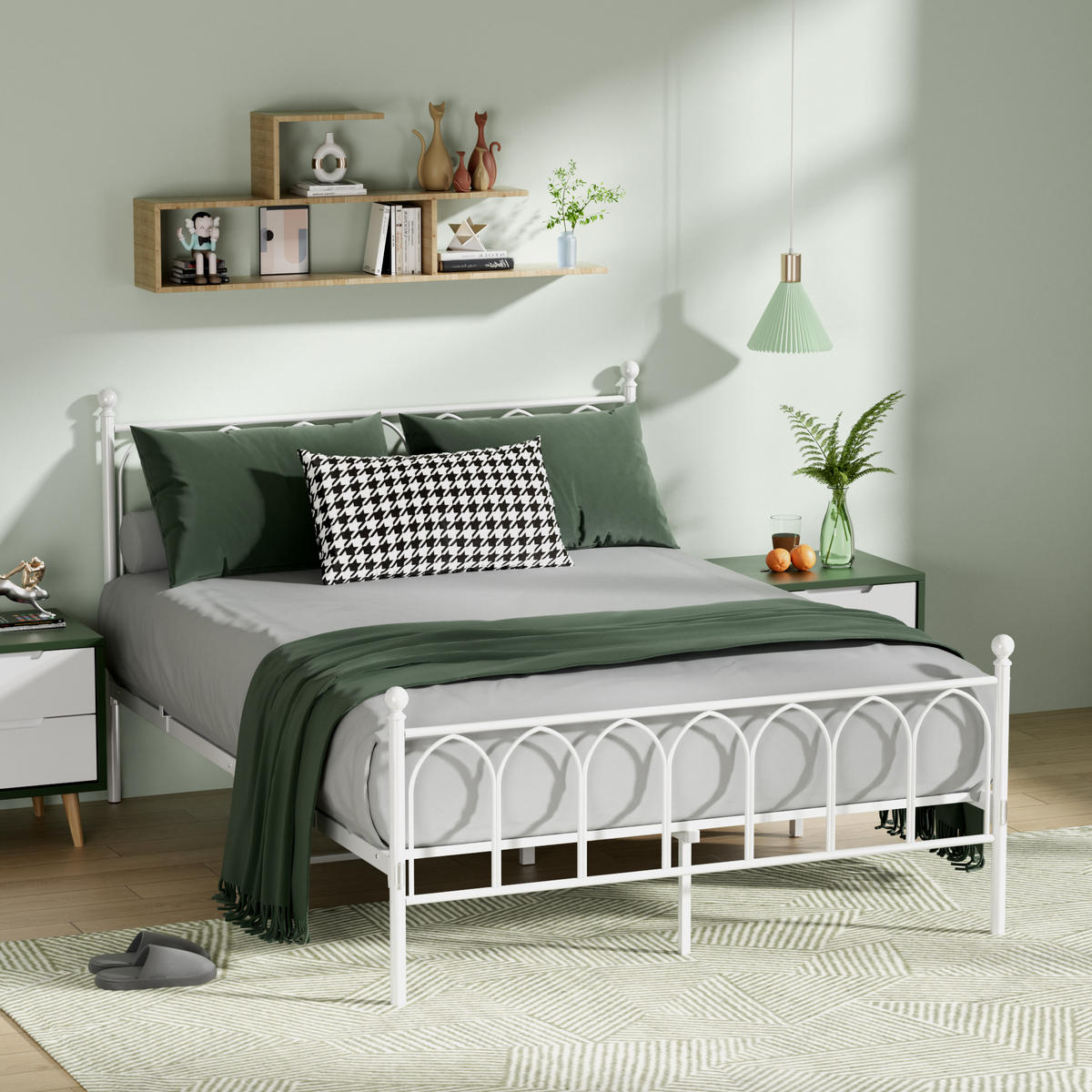METALLBETT 140/200 mit Stauraum unter dem Bett, mit Lattenrost,Weiß - Weiß, Metall (140/200cm) - STILVORA
