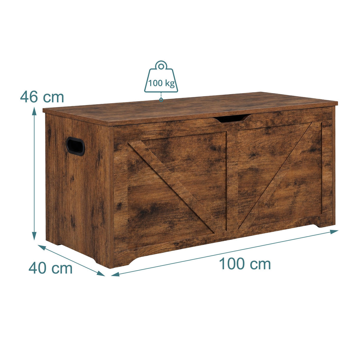 SITZBANK Vintagebraun mit Stauraum - Braun, Holzwerkstoff (100/46/40cm) - Relaxdays