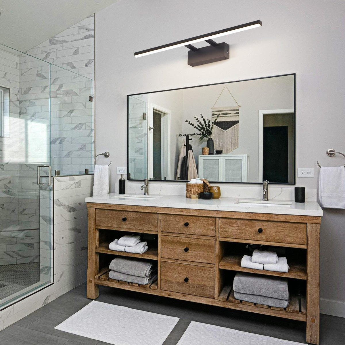 SPIEGELLEUCHTE Schimmeron 6.0/13.5/60.0 cm - Schwarz, Kunststoff (6/13.5/60cm) - ZMH